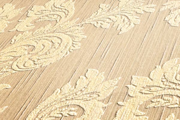 Textiltapet barock Profhome 956302-GU texturerad matt färg beige gul 5,33 m2
