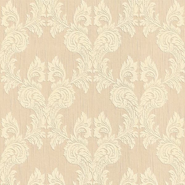 Textiltapet barock Profhome 956302-GU texturerad matt färg beige gul 5,33 m2
