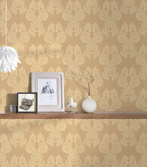Textiltapet barock Profhome 956303-GU texturerad matt färg orange beige 5,33 m2
