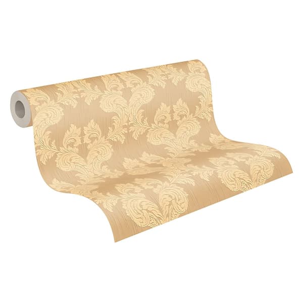 Textiltapet barock Profhome 956303-GU texturerad matt färg orange beige 5,33 m2