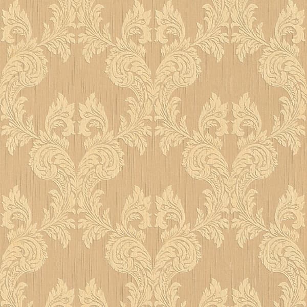 Textiltapet barock Profhome 956303-GU texturerad matt färg orange beige 5,33 m2