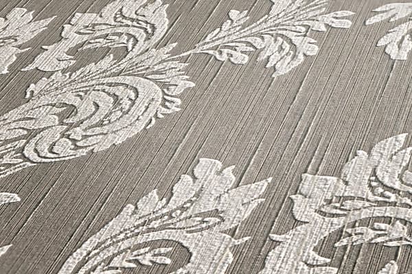 Textiltapet barock Profhome 956306-GU texturerad matt färg grå beige 5,33 m2