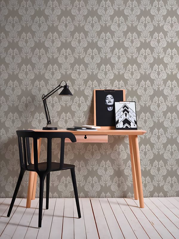 Textiltapet barock Profhome 956306-GU texturerad matt färg grå beige 5,33 m2