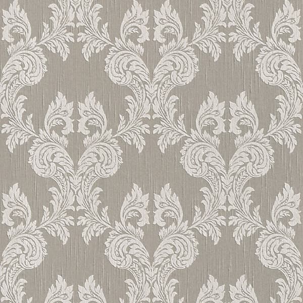 Textiltapet barock Profhome 956306-GU texturerad matt färg grå beige 5,33 m2