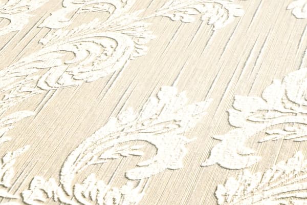 Textiltapet barock Profhome 956307-GU texturerad matt färg grädde beige 5,33 m2