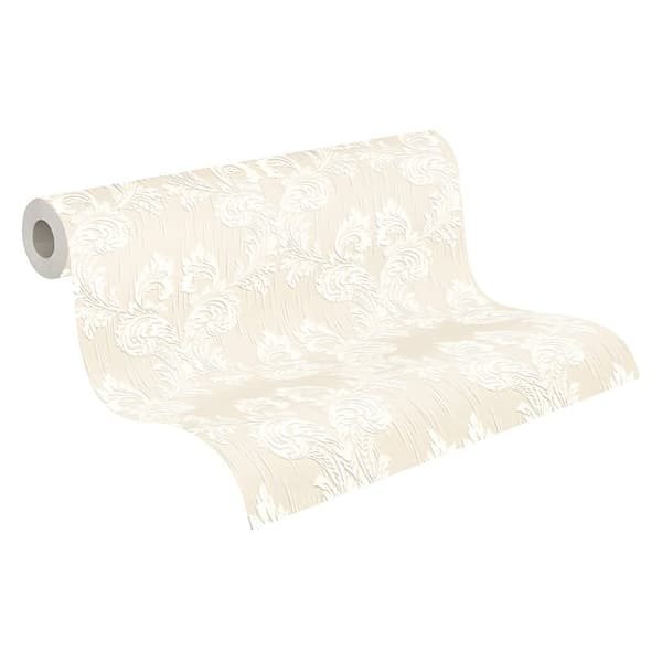 Textiltapet barock Profhome 956307-GU texturerad matt färg grädde beige 5,33 m2