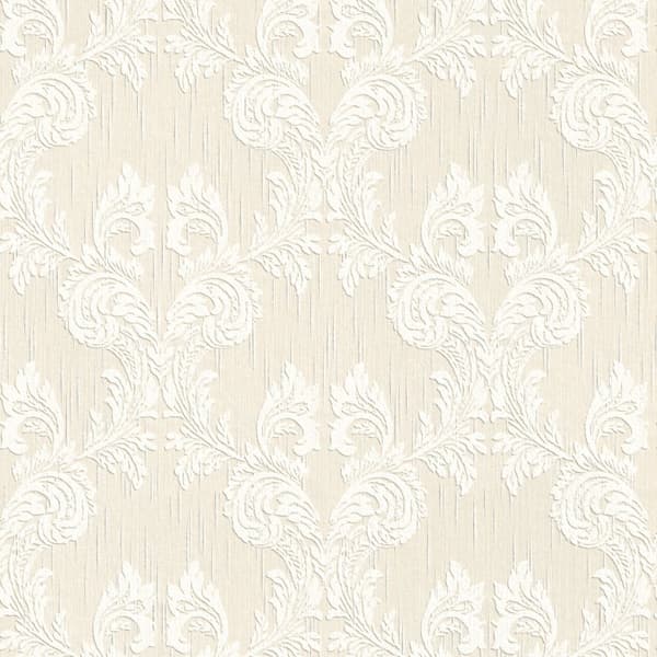 Textiltapet barock Profhome 956307-GU texturerad matt färg grädde beige 5,33 m2