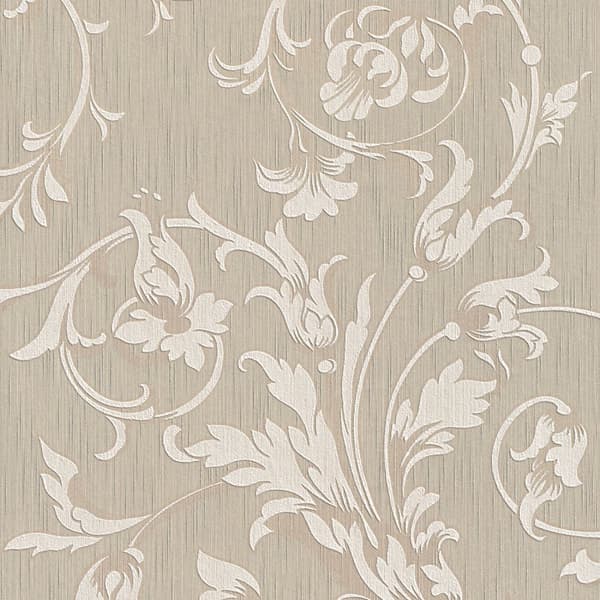 Textiltapet Blommig Profhome 956331-GU texturerad matt färg beige 5,33 m2