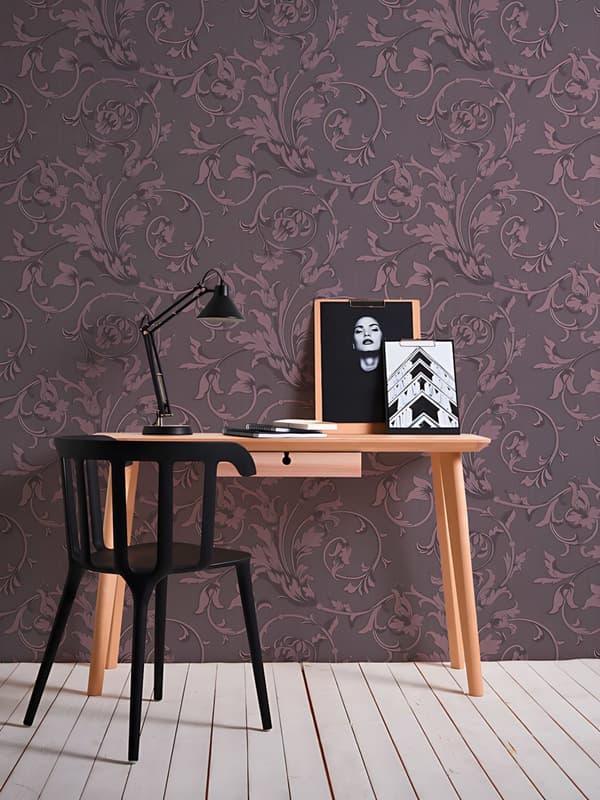 Tekstiltapet blomstret Profhome 956335-gu tekstureret mat färg violet 5,33 m2