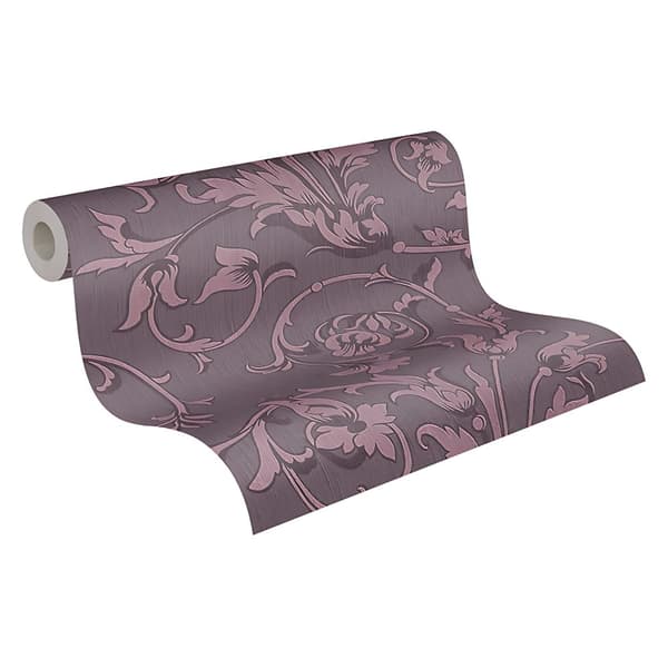 Tekstiltapet blomstret Profhome 956335-gu tekstureret mat färg violet 5,33 m2