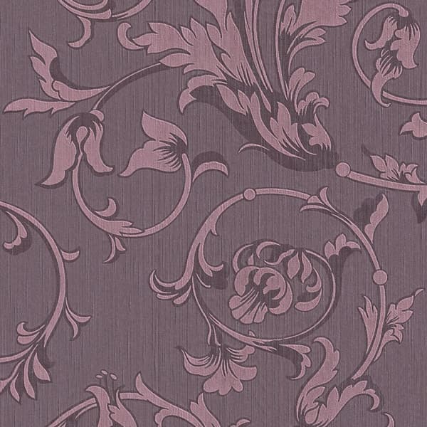 Tekstiltapet blomstret Profhome 956335-gu tekstureret mat färg violet 5,33 m2