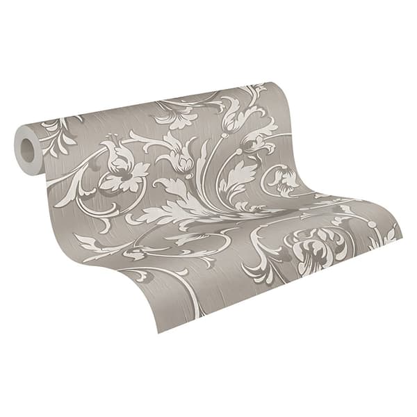 Textiltapet Blommig Profhome 956336-GU texturerad matt färg grå beige 5,33 m2