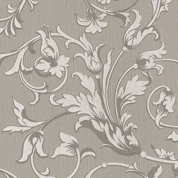 Textiltapet Blommig Profhome 956336-GU texturerad matt färg grå beige 5,33 m2