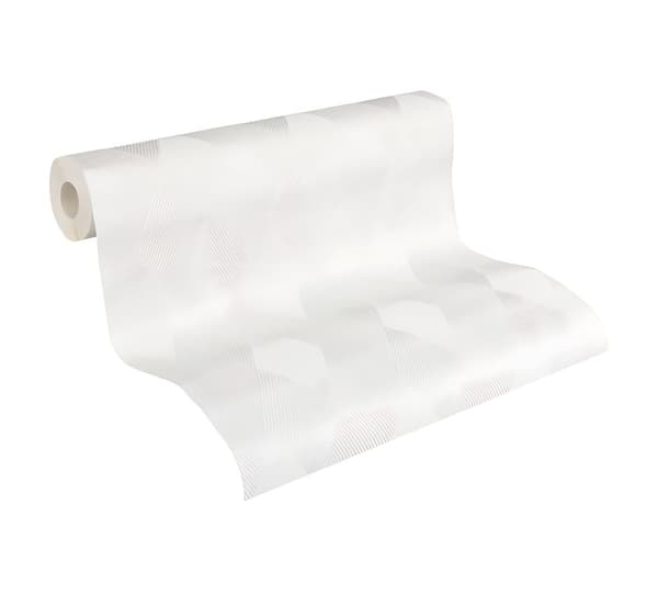Övermålningsbar tapet romboidmönster Profhome 956851-GU texturerad matt färg vit 5,33 m2