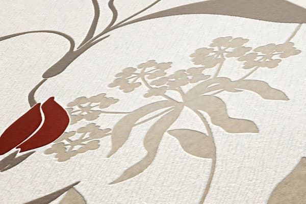 Non woven-tapet blomster Profhome 958741-GU texturerad matt färg grädde röd beige 5,33 m2