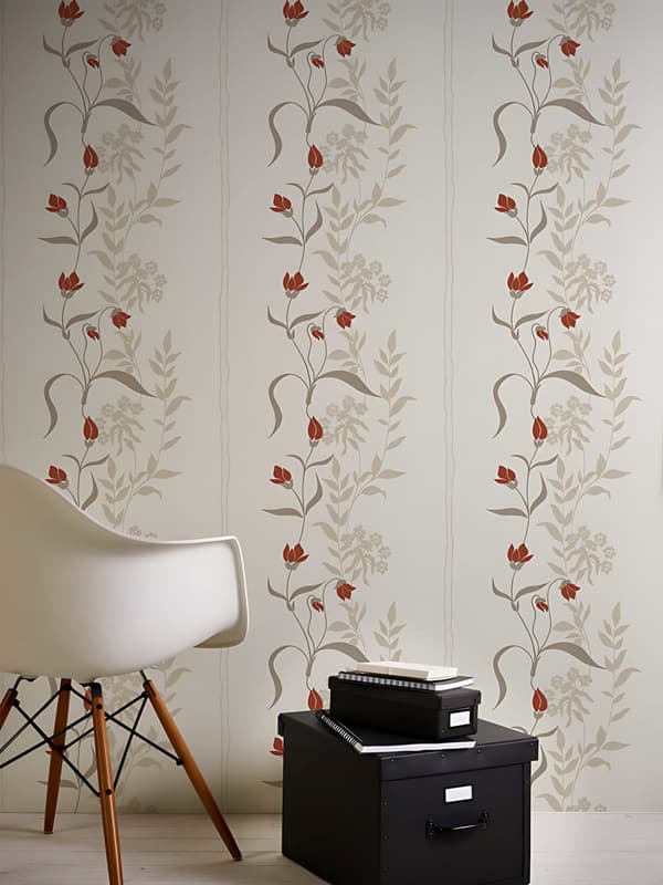 Non woven-tapet blomster Profhome 958741-GU texturerad matt färg grädde röd beige 5,33 m2