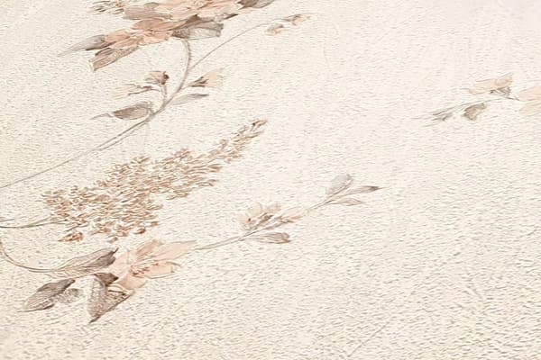 Tapet blomster Profhome 959282-GU lätt texturerad matt färg grädde brun vit 5,33 m2