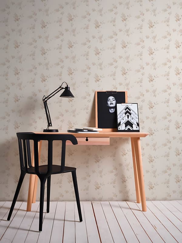 Tapet blomster Profhome 959282-GU lätt texturerad matt färg grädde brun vit 5,33 m2