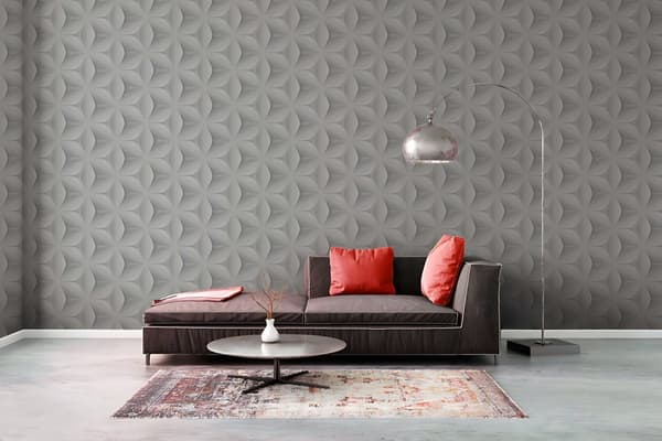 Non woven-tapet Blommig Profhome 960421-GU lätt texturerad matt färg grå 5,33 m2