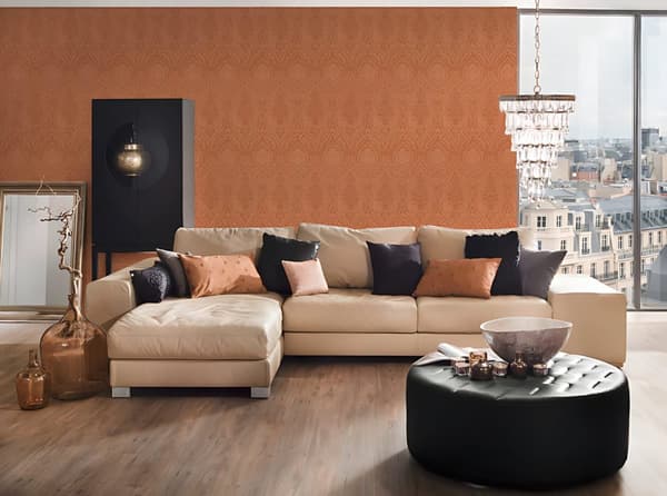 Tekstiltapet Profhome 961952-gu tekstureret mat färg orange rød 5,33 m2