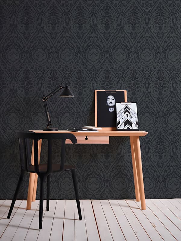 Textiltapet tyg utseende Profhome 961959-GU texturerad matt färg svart grå 5,33 m2