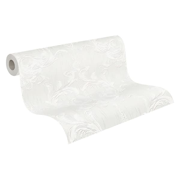 Textiltapet tyg utseende Profhome 961961-GU texturerad matt färg vit grå 5,33 m2