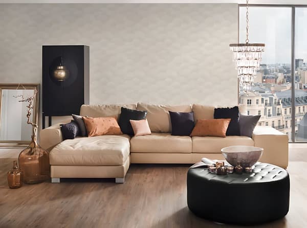 Textiltapet tyg utseende Profhome 961981-GU texturerad matt färg grädde vit 5,33 m2