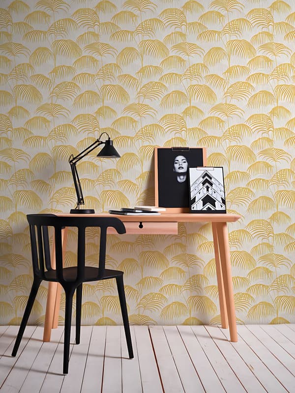 Textiltapet tyg utseende Profhome 961982-GU texturerad matt färg guld gul vit 5,33 m2