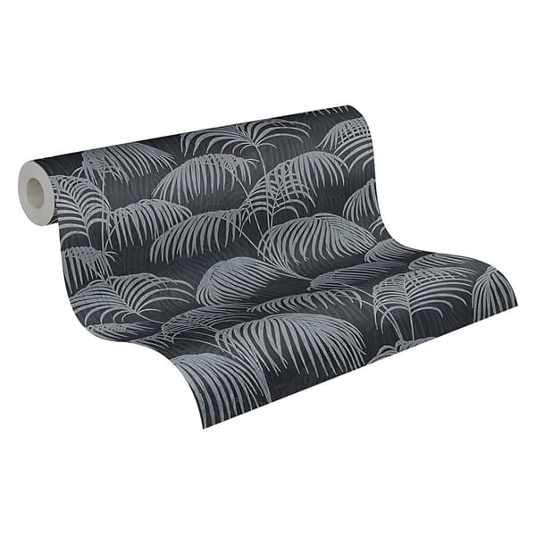 Textiltapet tyg utseende Profhome 961984-GU texturerad matt färg svart grå 5,33 m2