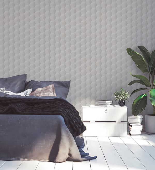 Non woven-tapet geometrisk Profhome 962551-GU lätt texturerad glittrande färg beige 5,33 m2
