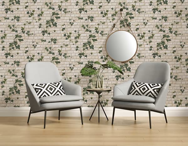 Papperstapet sten utseende Profhome 980434-GU lätt texturerad matt färg beige grön 5,33 m2