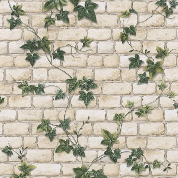 Papir tapet sten imitation Profhome 980434-gu lidt tekstureret mat färg beige grøn 5,33 m2