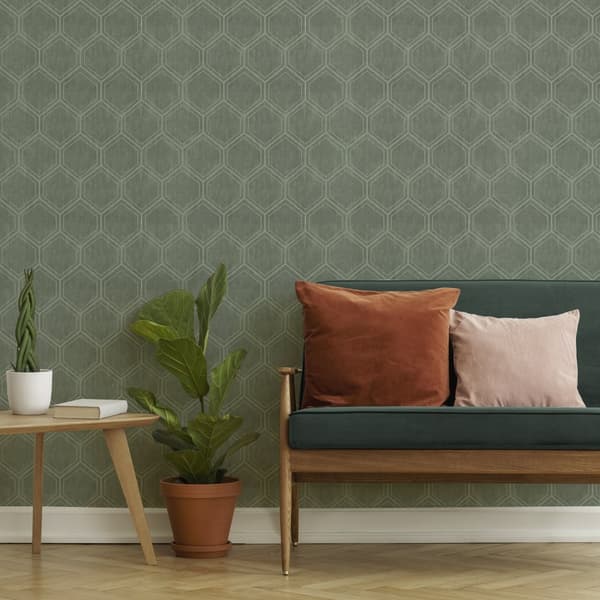 Superfresco Easy - Non-woven tapet - Hexagon Green - 10mx53cm