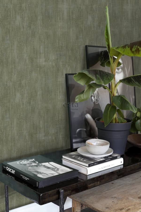 ESTAhome tapet beton-look olivengrønt 0,53 x 10,05 m