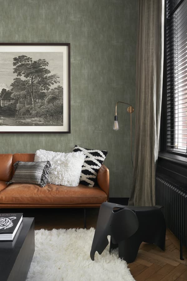 ESTAhome tapet beton-look olivengrønt 0,53 x 10,05 m
