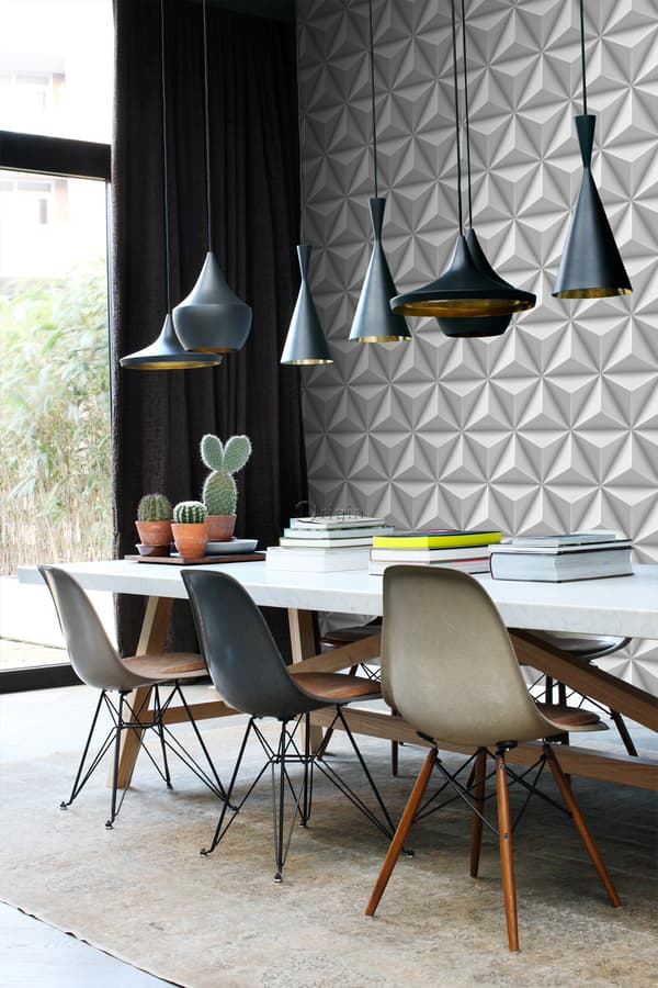 Origin Wallcoverings tapet 3D grafik lysegråt 0,53 x 10,05 m
