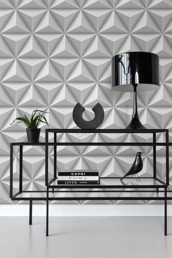 Origin Wallcoverings tapet 3D grafik lysegråt 0,53 x 10,05 m