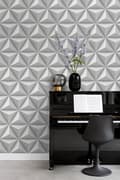 Miniatyrbillede 5 af 8: Origin Wallcoverings tapet 3D grafik lysegråt 0,53 x 10,05 m