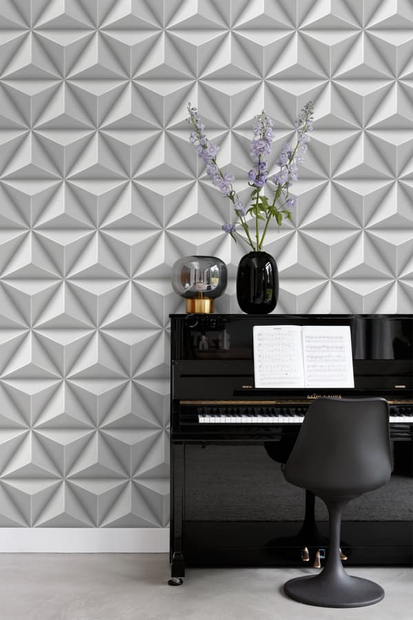 Origin Wallcoverings tapet 3D grafik lysegråt 0,53 x 10,05 m