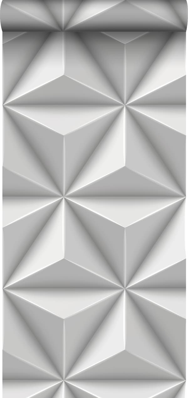 Origin Wallcoverings tapet 3D grafik lysegråt 0,53 x 10,05 m