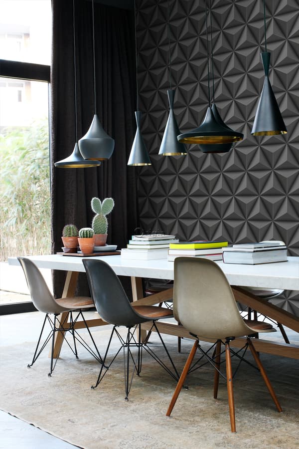 Origin Wallcoverings tapet 3D grafik mørkegråt 0,53 x 10,05 m