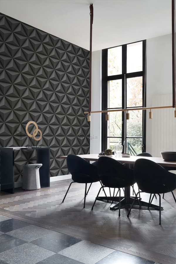 Origin Wallcoverings tapet 3D grafik mørkegråt 0,53 x 10,05 m