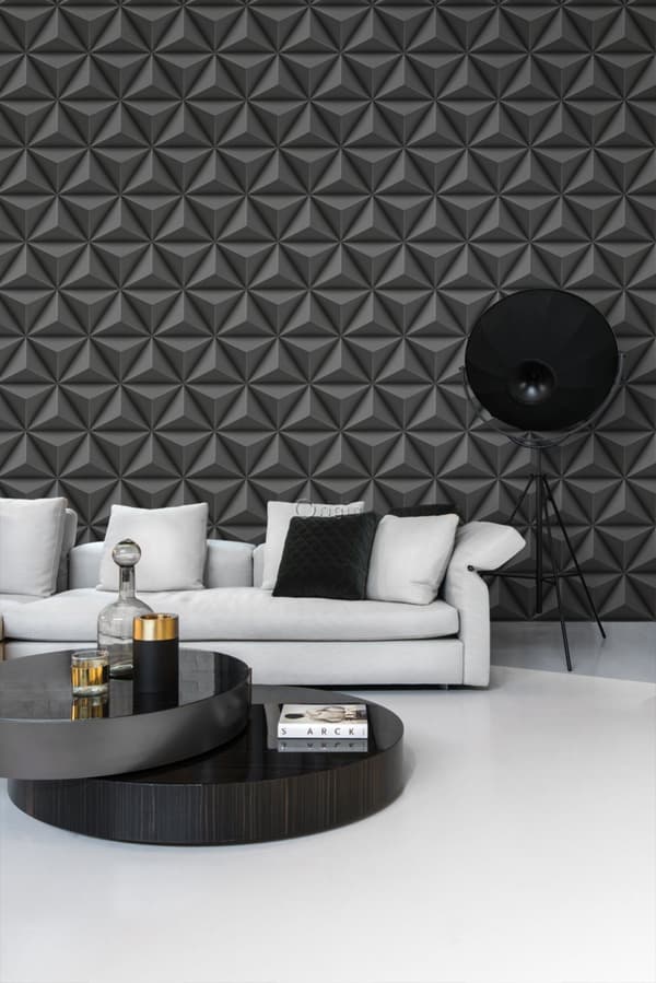 Origin Wallcoverings tapet 3D grafik mørkegråt 0,53 x 10,05 m