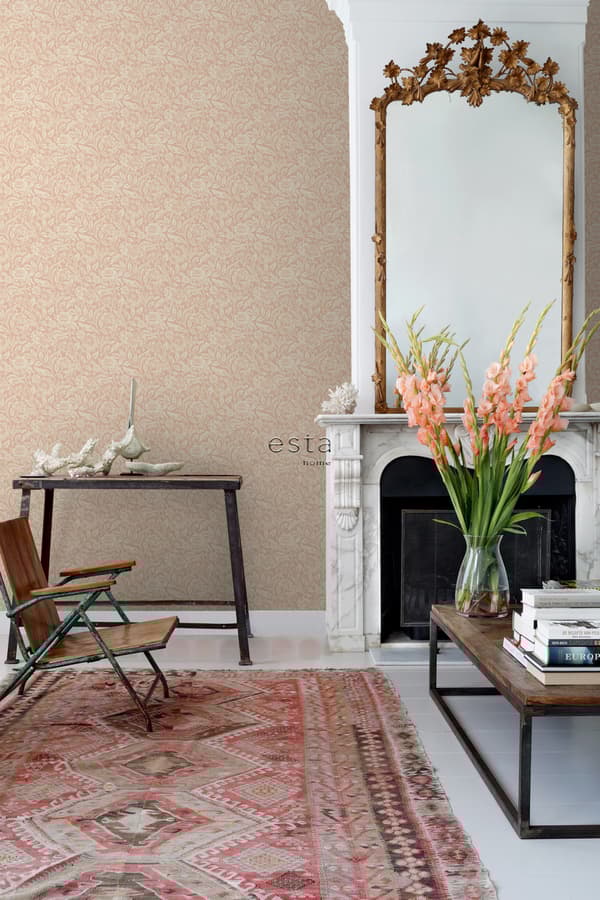 ESTAhome tapet vintage blomster terracotta pink 0.53 x 10.05 m