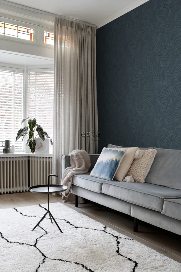 ESTAhome tapet palmblad mörkblått 0.53 x 10.05 m