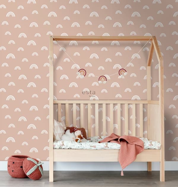 ESTAhome tapet regnbågar terrakotta rosa 0.53 x 10.05 m