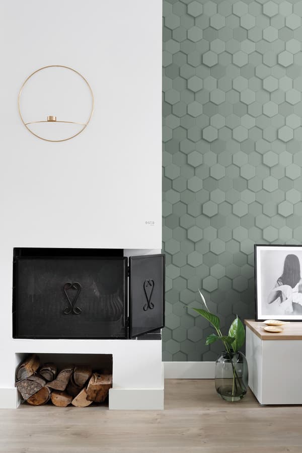 ESTAhome tapet 3d vaxkakemotiv grågrönt 50 x 900 cm