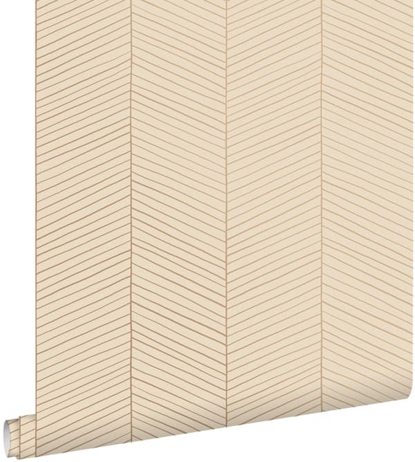 ESTAhome tapet fiskbensmönster ljust persikofärgat 0,53 x 10,05 m
