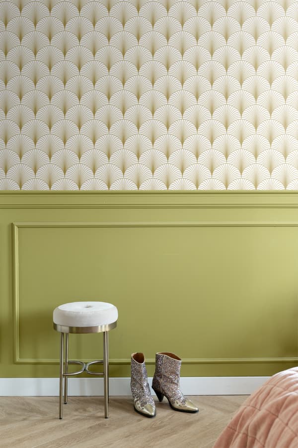 ESTAhome tapet art deco hvidt og guld 0,53 x 10,05 m