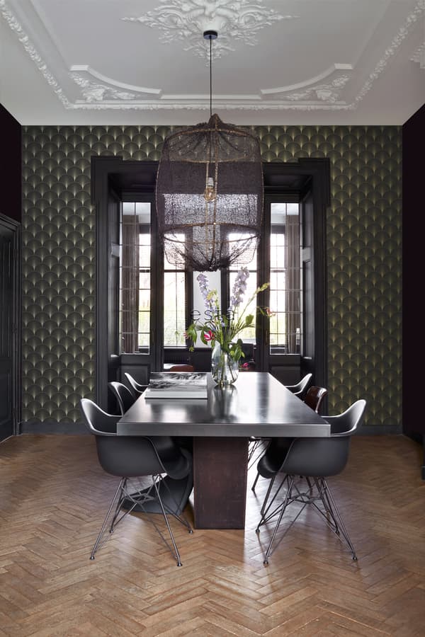 ESTAhome tapet art deco svart och guld 0,53 x 10,05 m